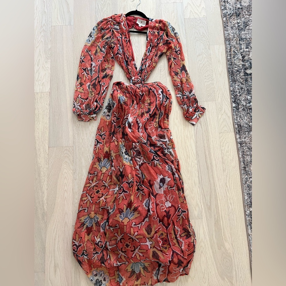 Hannah Artwear cutout long sleeve maxi dress size 0.